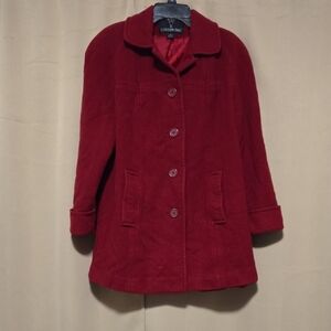 London Fog Women's Deep Red Pea Coat